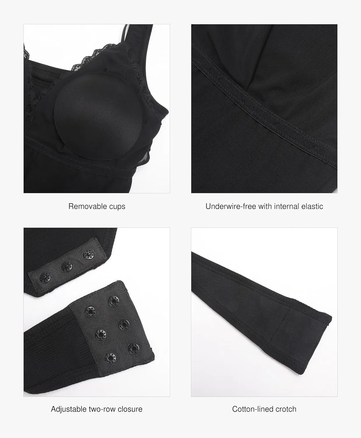 Popilush Body Suits for Womens - Modal Shapewear Bodysuit Tummy Control - Lace Layered Bra Going Out Tops