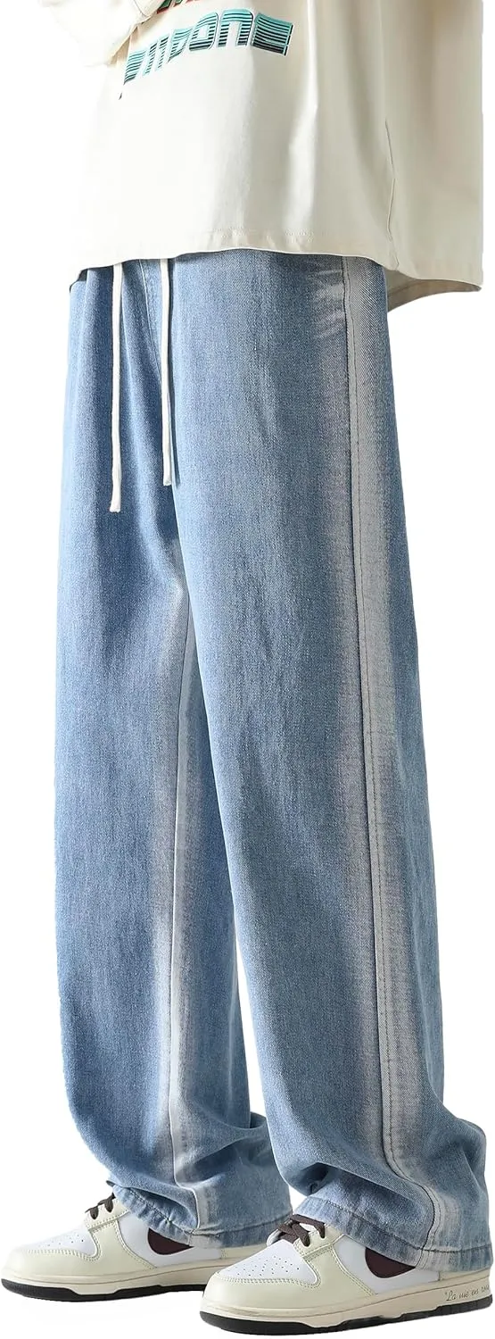 PRIJOUHE Mens Baggy Jeans Relaxed Fit Elastic Waist Distressed Cargo Denim Pants Trousers