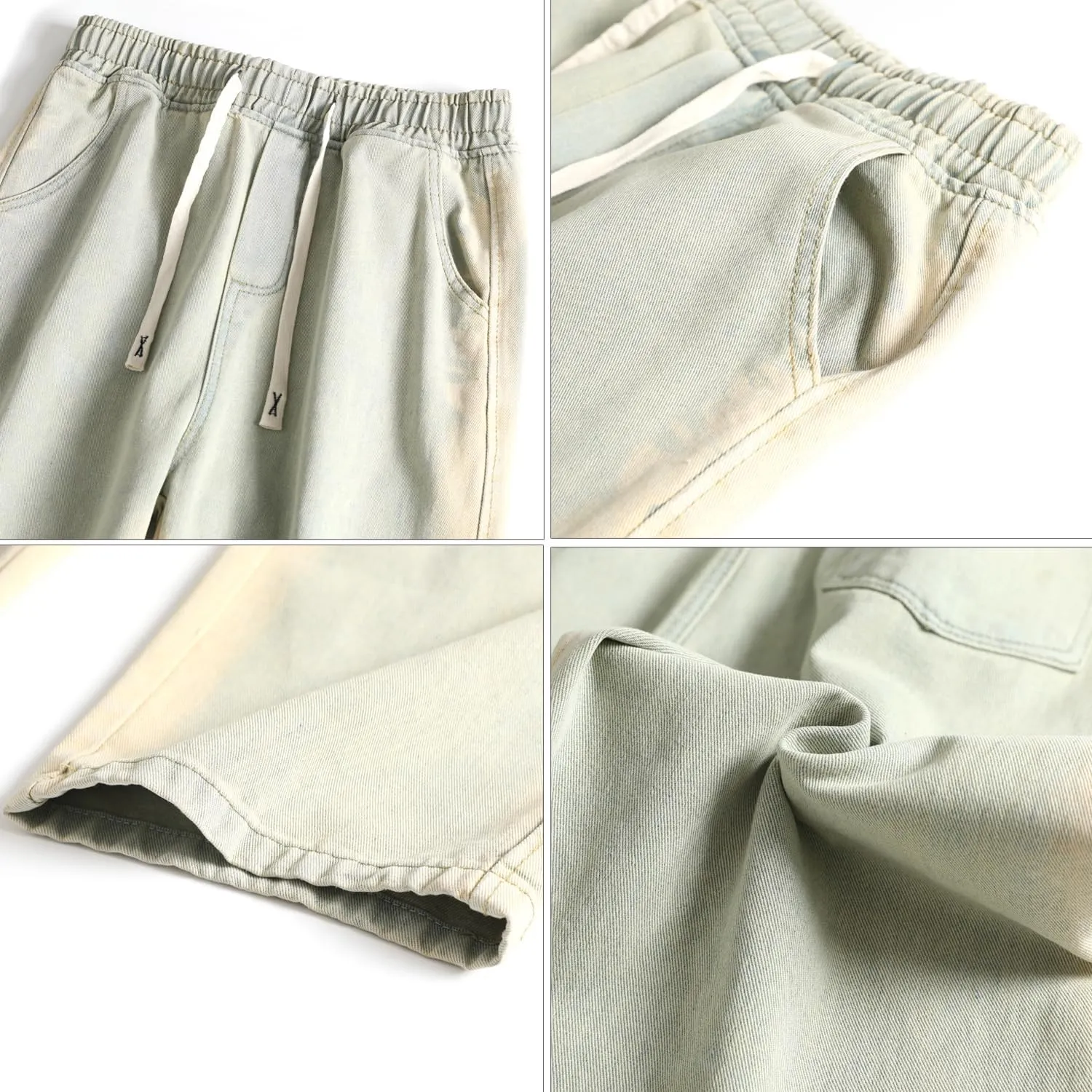 PRIJOUHE Mens Baggy Jeans Relaxed Fit Elastic Waist Distressed Cargo Denim Pants Trousers