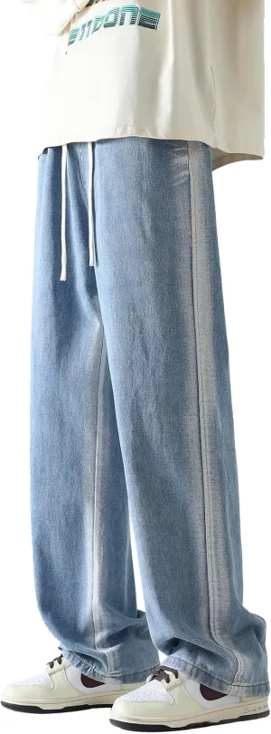 PRIJOUHE Mens Baggy Jeans Relaxed Fit Elastic Waist Distressed Cargo Denim Pants Trousers