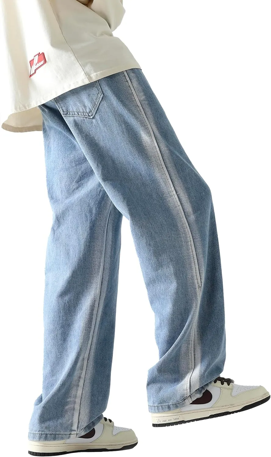 PRIJOUHE Mens Baggy Jeans Relaxed Fit Elastic Waist Distressed Cargo Denim Pants Trousers