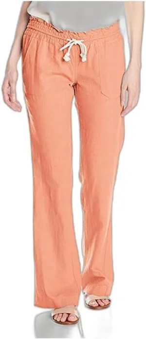 Pure Color Pants for Women Linen Drawstring Comfy Soft Trousers, Summer Wide Leg Beach Workout Slim Fit Flared Pants