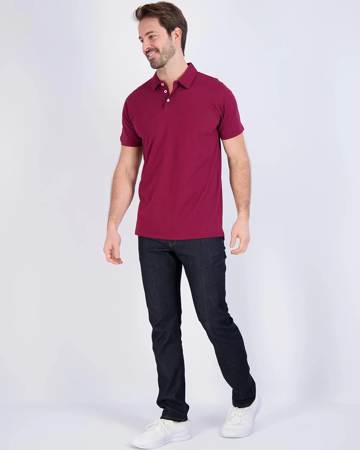 Real Essentials 3 Pack: Men's Jersey Cotton Short Sleeve Polo Shirt - Breathable Performance Polo (Available in Big & Tall)