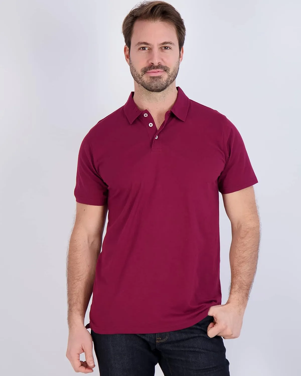 Real Essentials 3 Pack: Men's Jersey Cotton Short Sleeve Polo Shirt - Breathable Performance Polo (Available in Big & Tall)