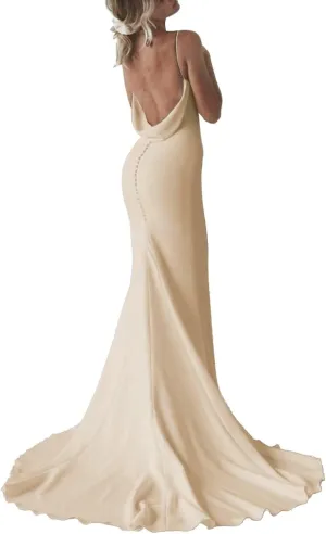 SHANDUAO Satin Mermaid Prom Dress for Women 2024 Spaghetti Straps Formal Dresses with Train Long Evening Party Gown