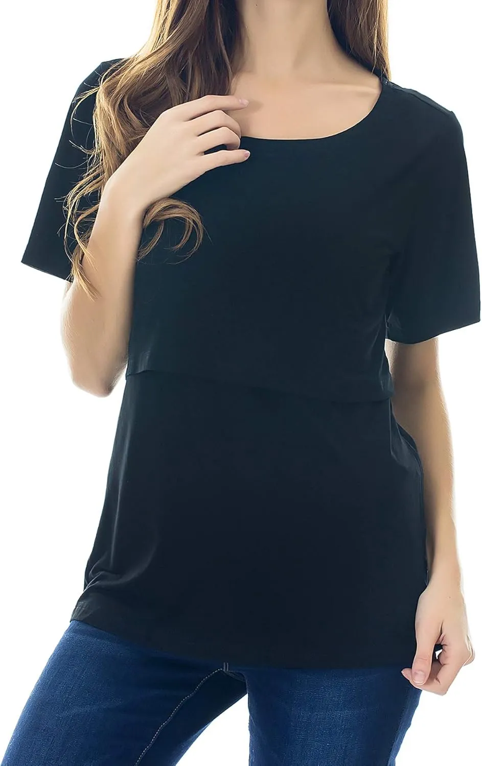 Smallshow Women's Maternity Nursing Tops Short Sleeve Breastfeeding Clothes