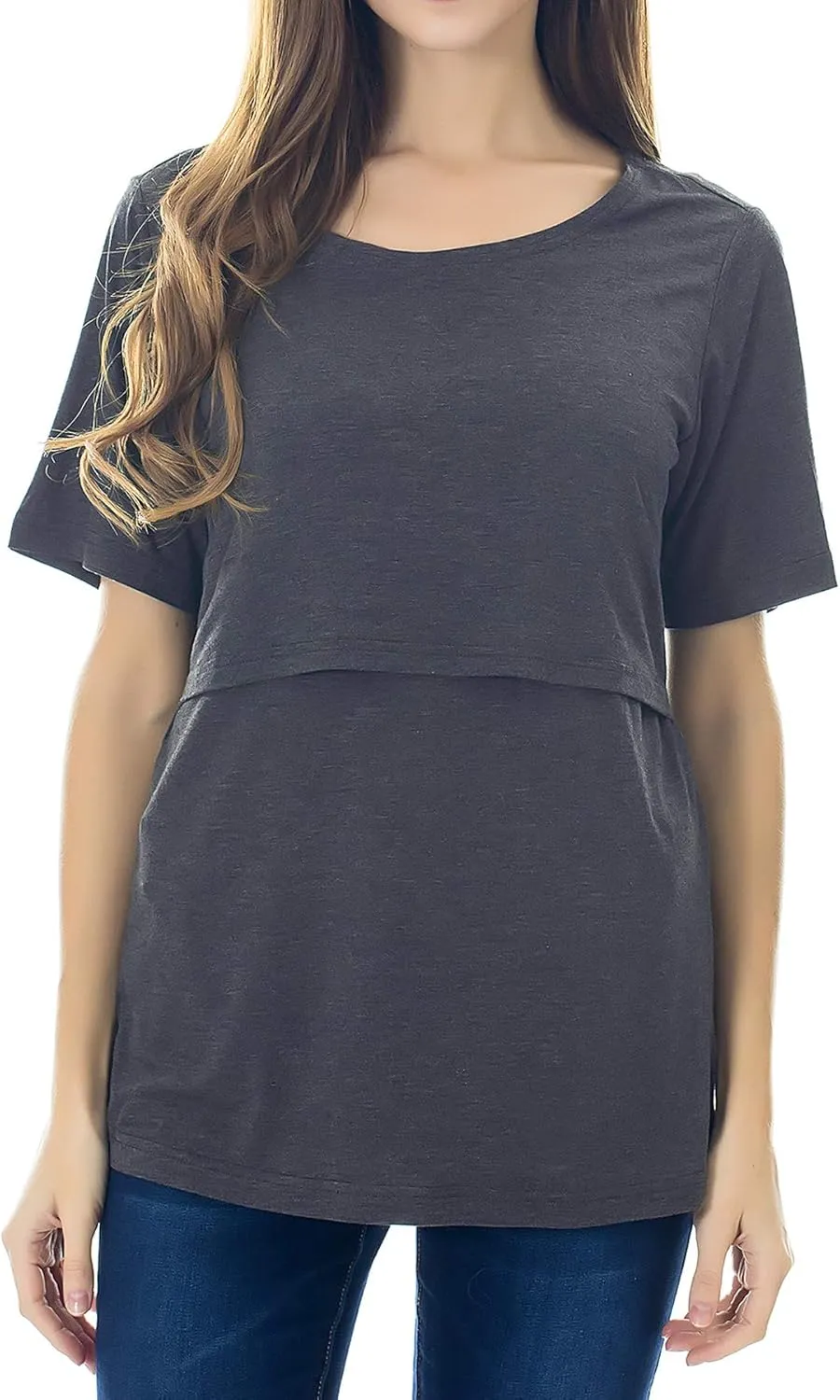 Smallshow Women's Maternity Nursing Tops Short Sleeve Breastfeeding Clothes