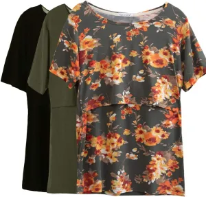 Smallshow Women's Maternity Nursing Tops Short Sleeve Breastfeeding Clothes