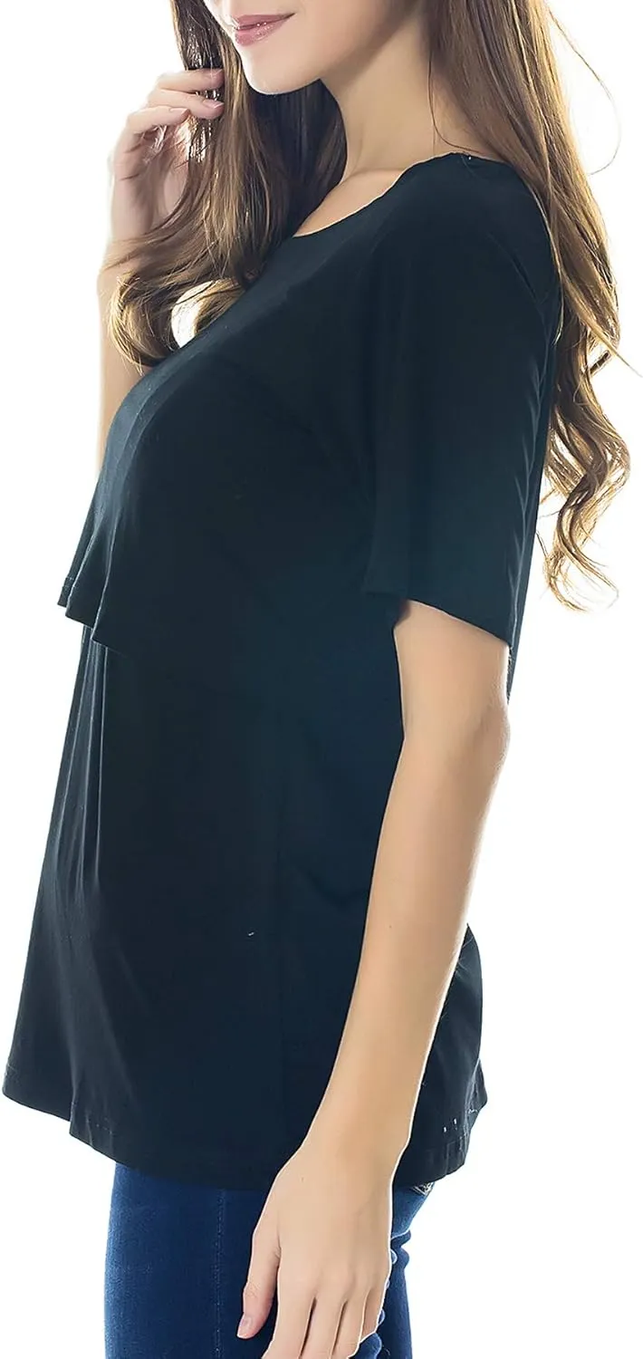 Smallshow Women's Maternity Nursing Tops Short Sleeve Breastfeeding Clothes