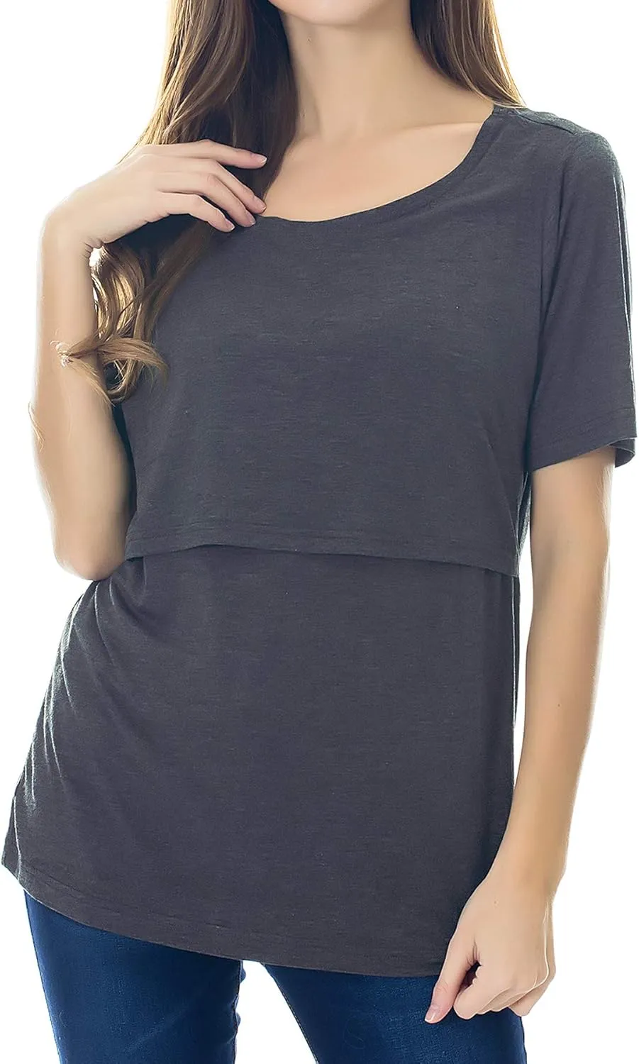Smallshow Women's Maternity Nursing Tops Short Sleeve Breastfeeding Clothes