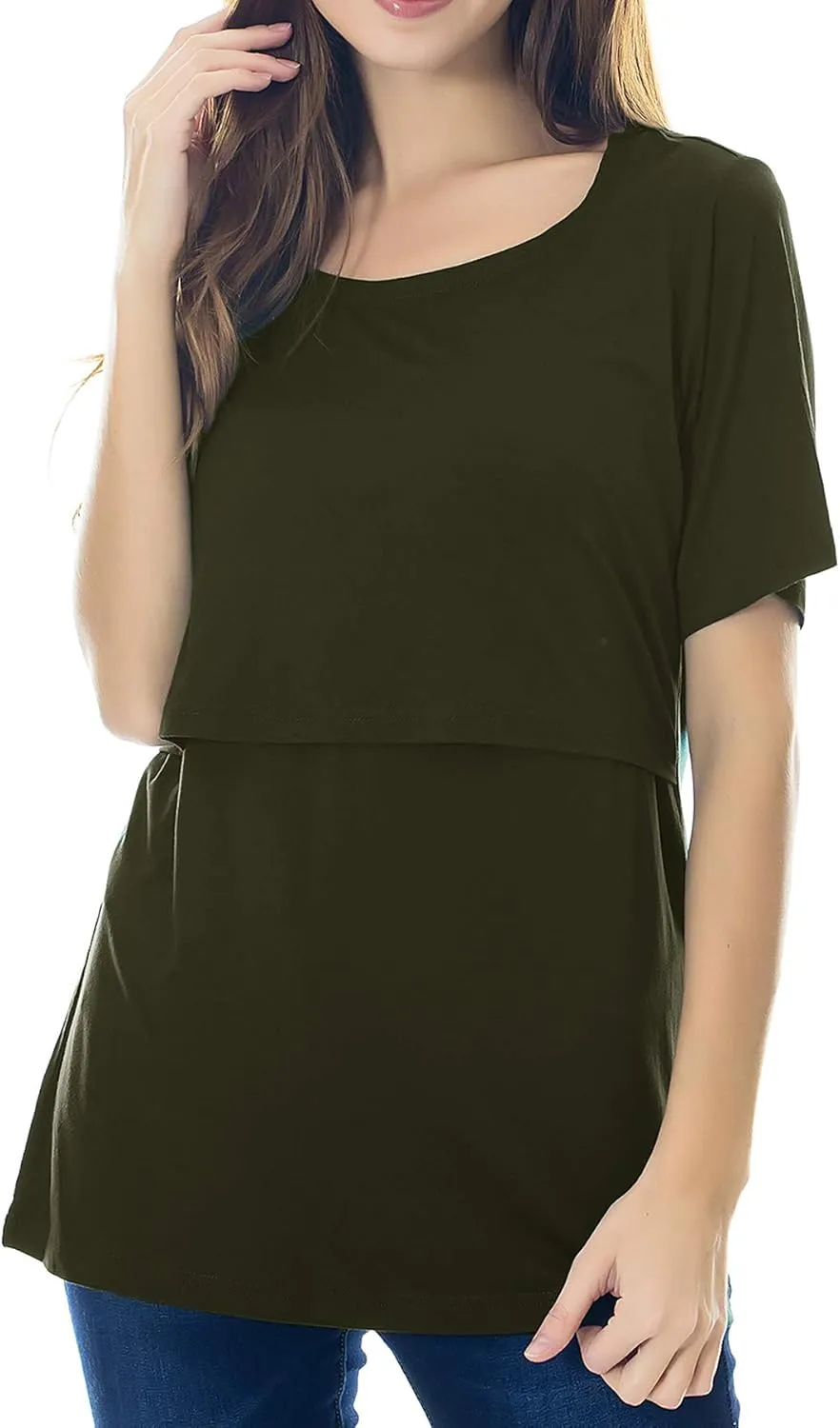 Smallshow Women's Maternity Nursing Tops Short Sleeve Breastfeeding Clothes