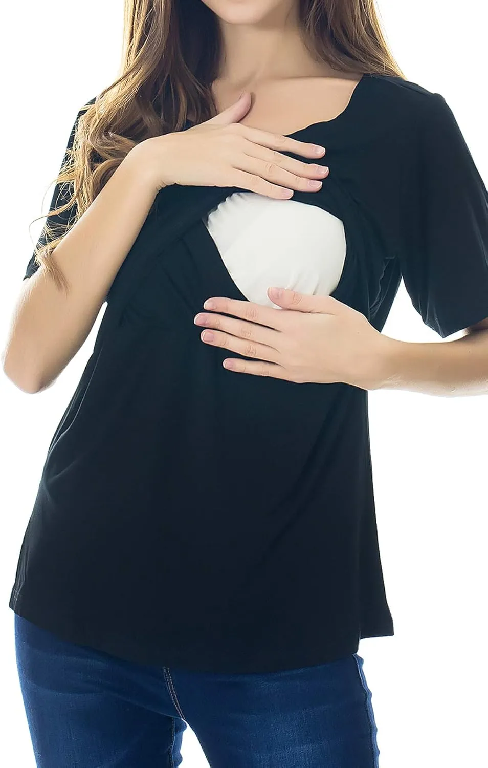 Smallshow Women's Maternity Nursing Tops Short Sleeve Breastfeeding Clothes