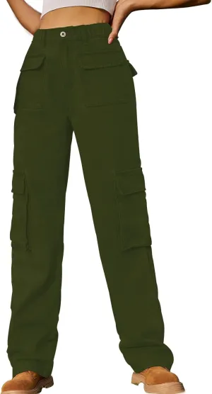 SMIDOW Women Straight Leg Jeans Pants Baggy Cargo Pants Jeans with Multiple Pockets Business Casual Pants Relaxed Fit