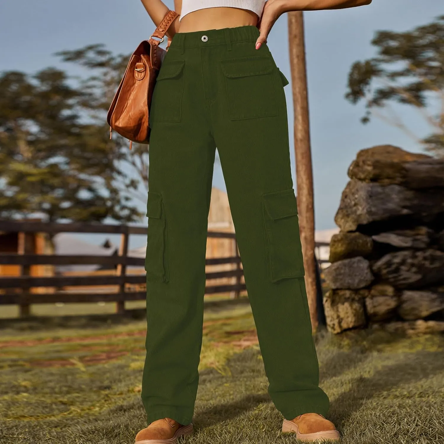 SMIDOW Women Straight Leg Jeans Pants Baggy Cargo Pants Jeans with Multiple Pockets Business Casual Pants Relaxed Fit