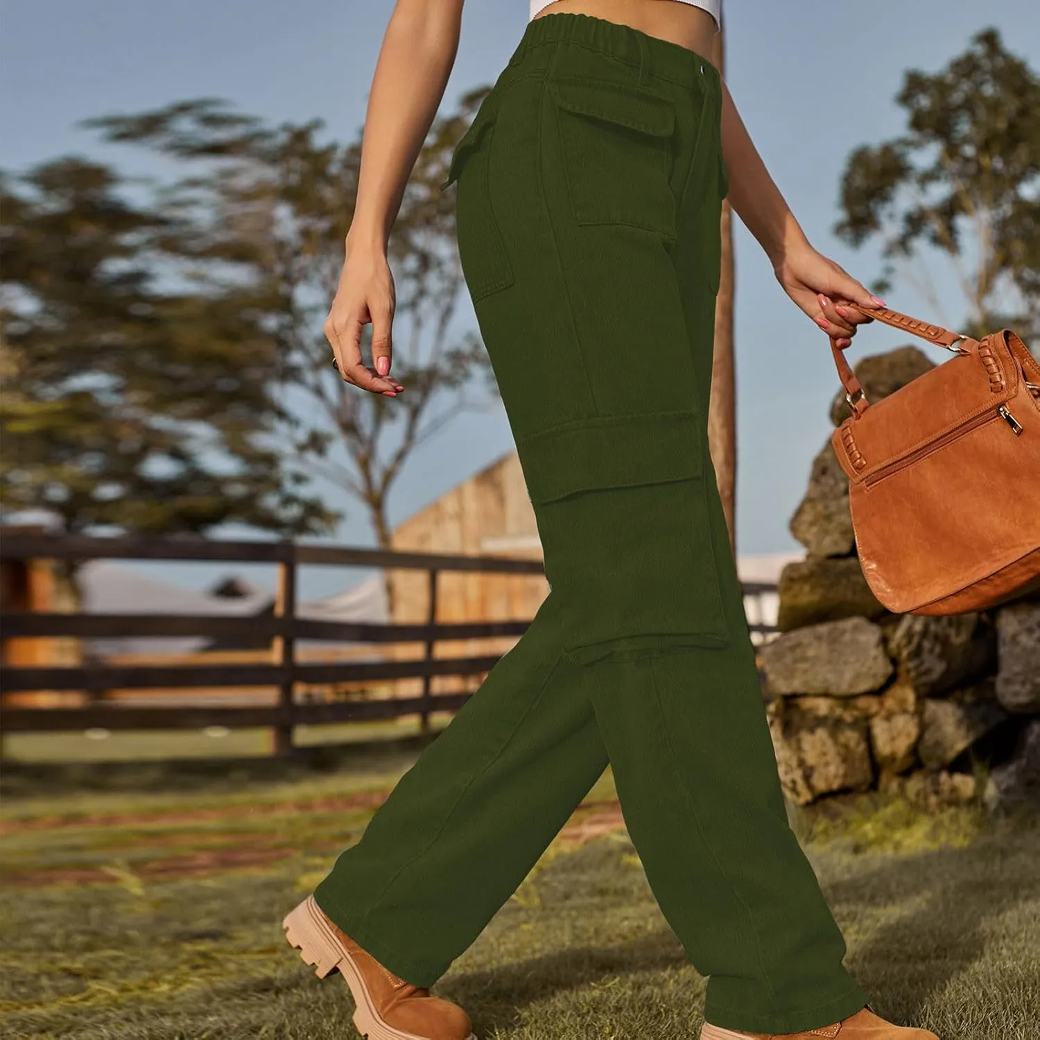 SMIDOW Women Straight Leg Jeans Pants Baggy Cargo Pants Jeans with Multiple Pockets Business Casual Pants Relaxed Fit