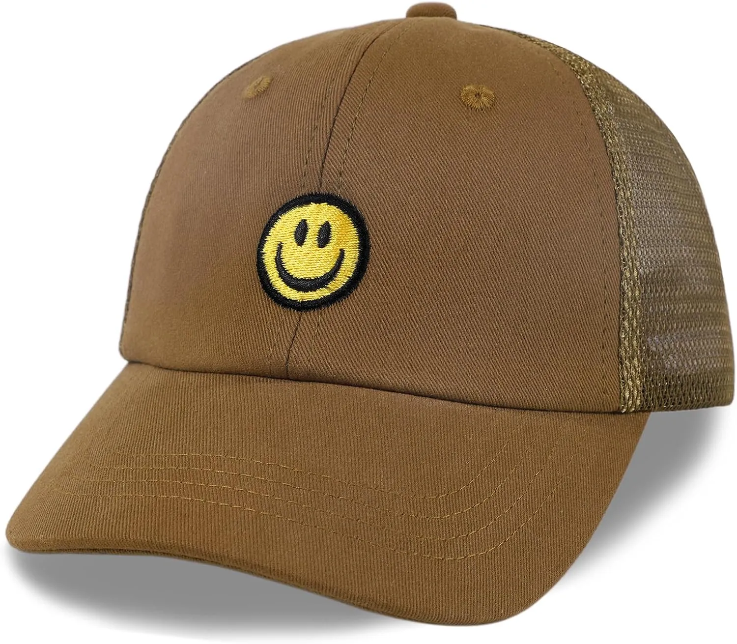 SONMONY Kids Baseball Hat Smiley Face Toddler Trucker Hats Lightweight Mesh Back Trucker Cap for Girls Boys