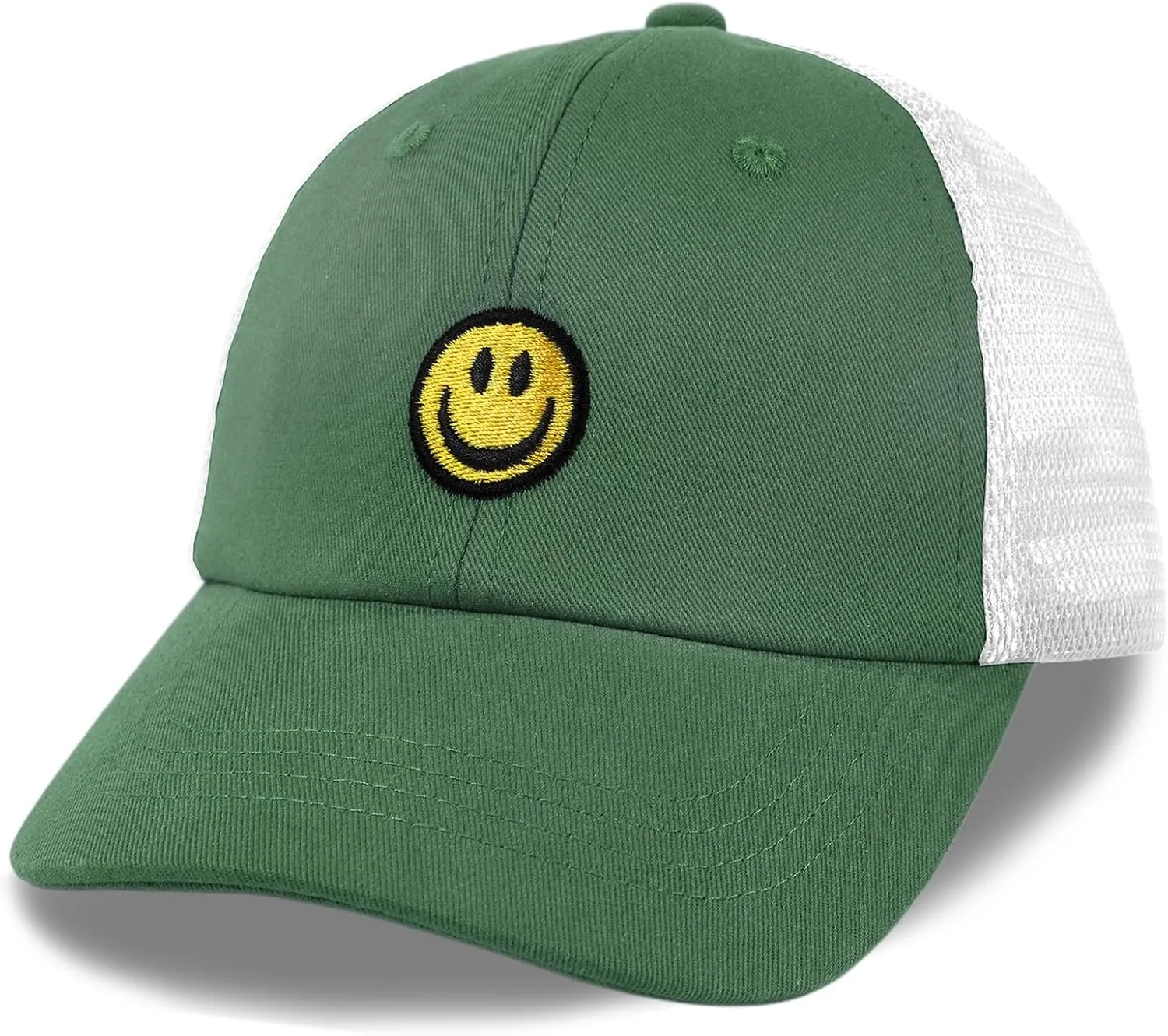 SONMONY Kids Baseball Hat Smiley Face Toddler Trucker Hats Lightweight Mesh Back Trucker Cap for Girls Boys