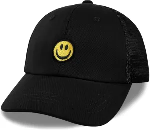 SONMONY Kids Baseball Hat Smiley Face Toddler Trucker Hats Lightweight Mesh Back Trucker Cap for Girls Boys