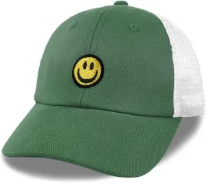 SONMONY Kids Baseball Hat Smiley Face Toddler Trucker Hats Lightweight Mesh Back Trucker Cap for Girls Boys