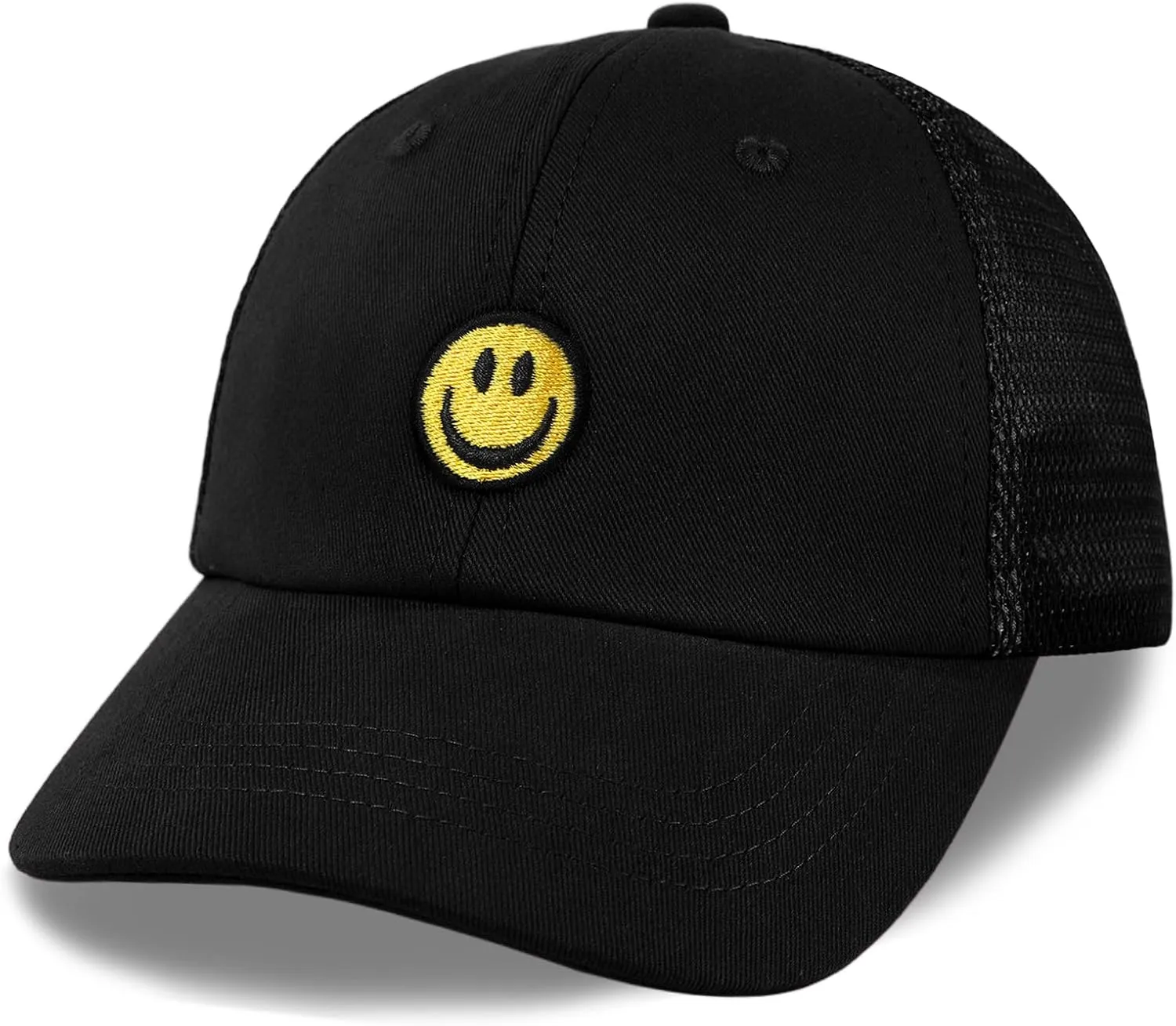 SONMONY Kids Baseball Hat Smiley Face Toddler Trucker Hats Lightweight Mesh Back Trucker Cap for Girls Boys
