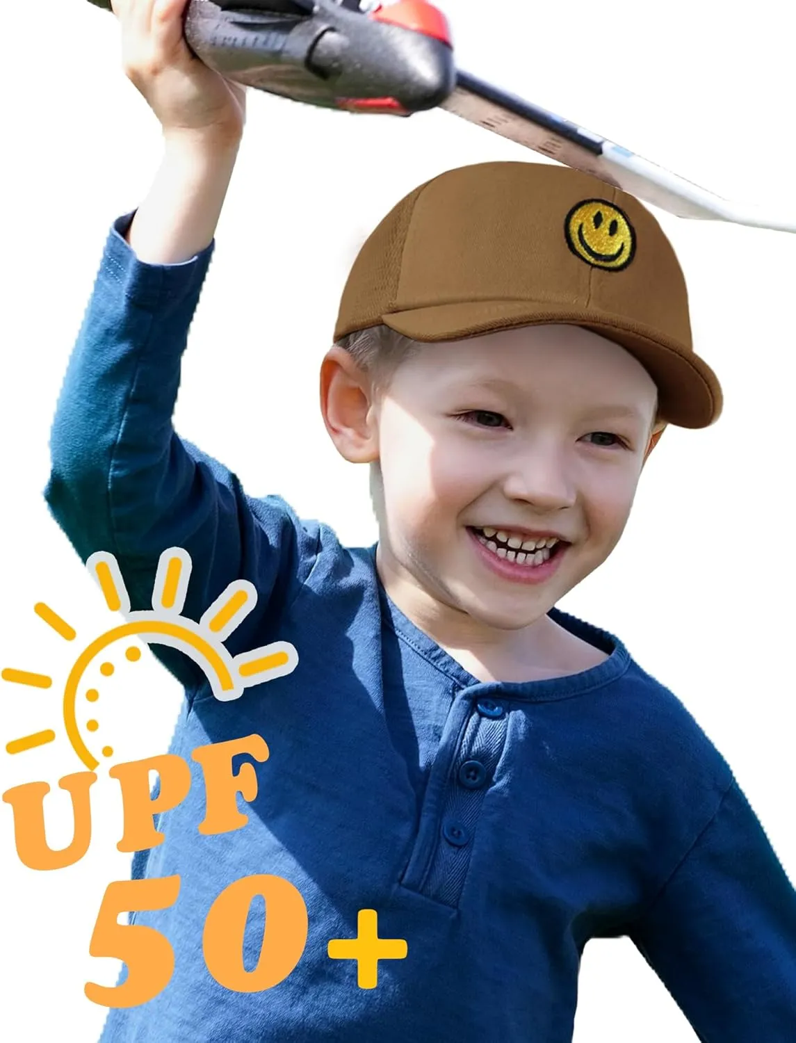 SONMONY Kids Baseball Hat Smiley Face Toddler Trucker Hats Lightweight Mesh Back Trucker Cap for Girls Boys