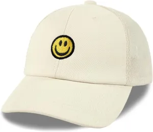 SONMONY Kids Baseball Hat Smiley Face Toddler Trucker Hats Lightweight Mesh Back Trucker Cap for Girls Boys