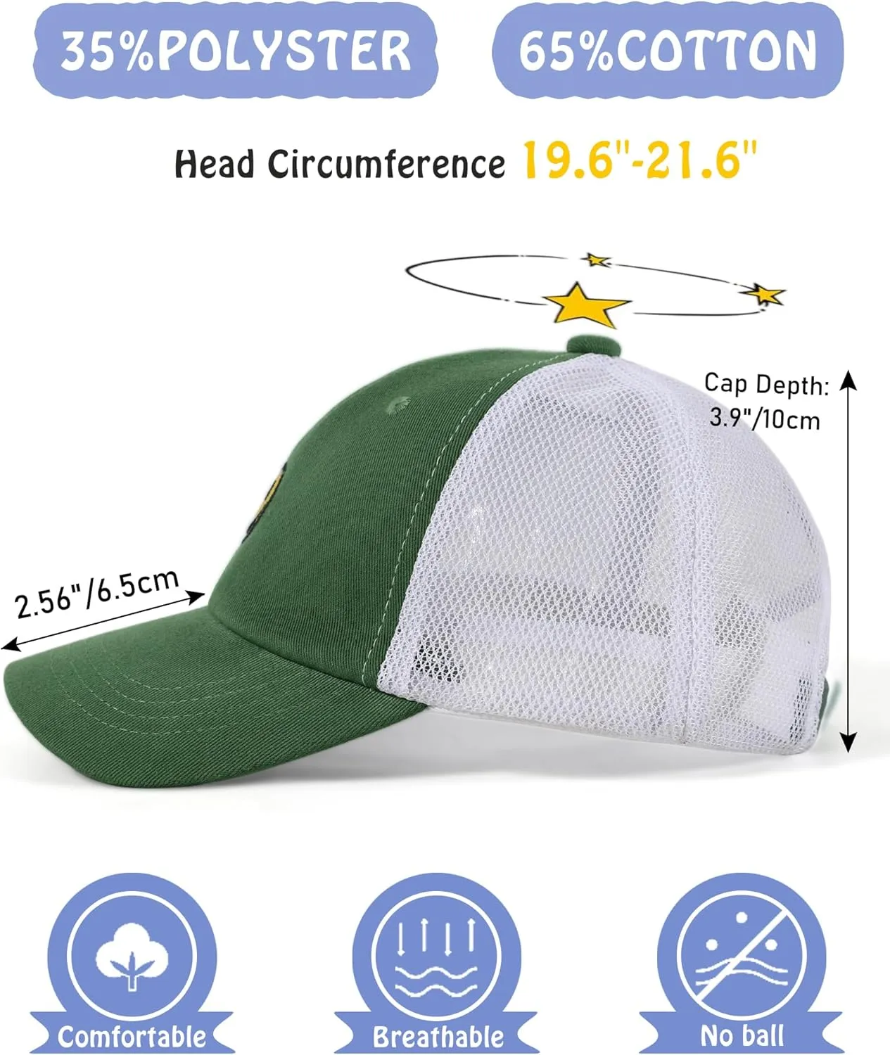 SONMONY Kids Baseball Hat Smiley Face Toddler Trucker Hats Lightweight Mesh Back Trucker Cap for Girls Boys