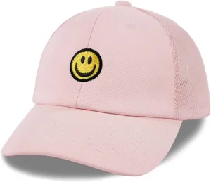 SONMONY Kids Baseball Hat Smiley Face Toddler Trucker Hats Lightweight Mesh Back Trucker Cap for Girls Boys