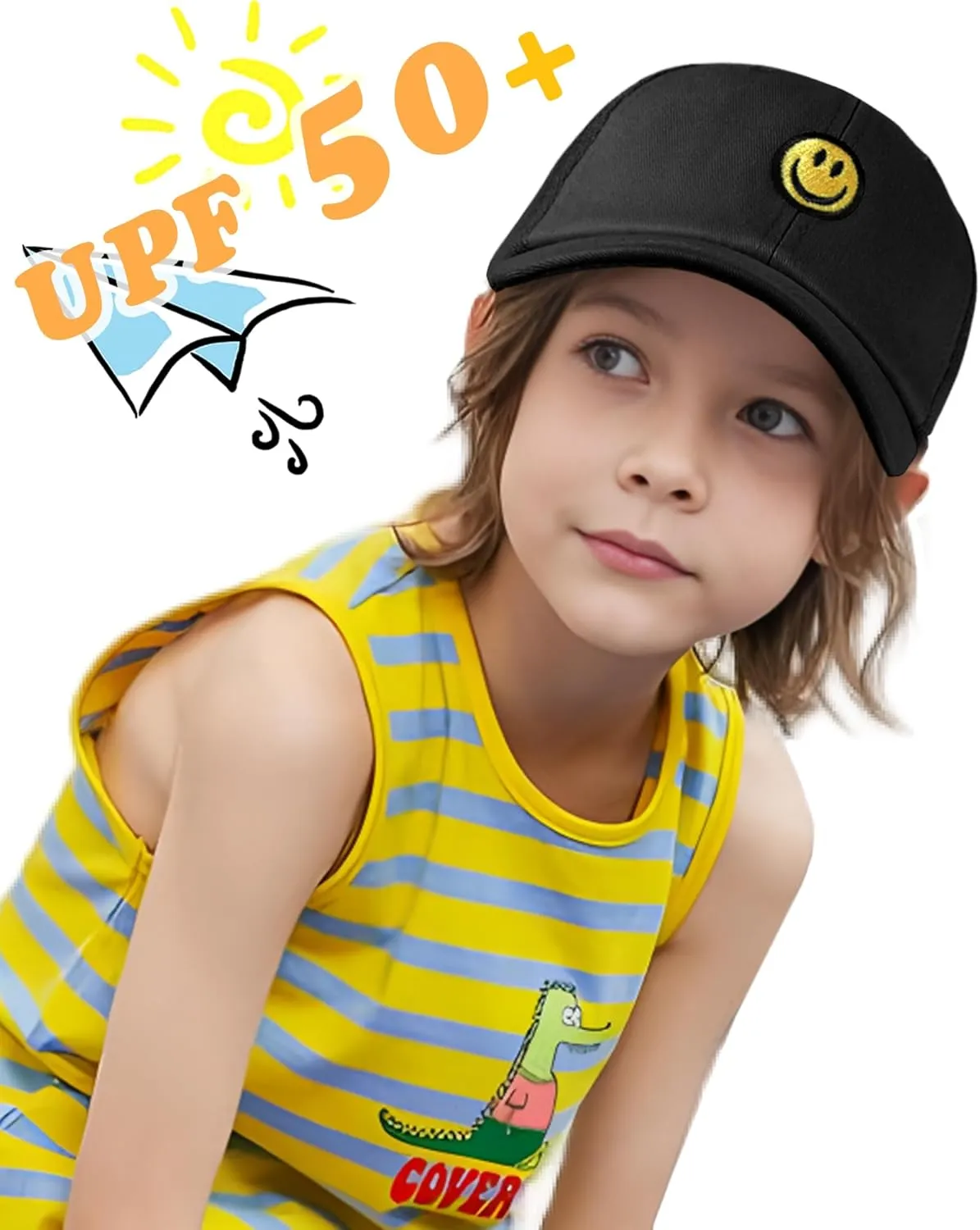 SONMONY Kids Baseball Hat Smiley Face Toddler Trucker Hats Lightweight Mesh Back Trucker Cap for Girls Boys