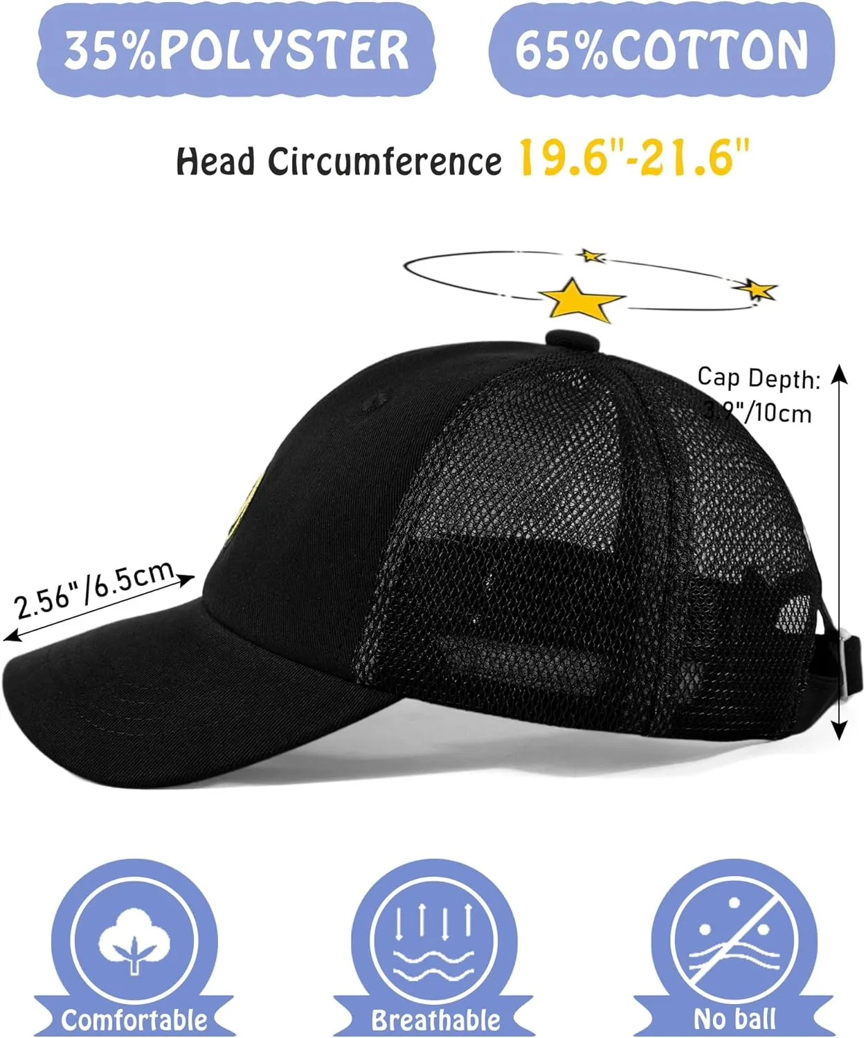 SONMONY Kids Baseball Hat Smiley Face Toddler Trucker Hats Lightweight Mesh Back Trucker Cap for Girls Boys