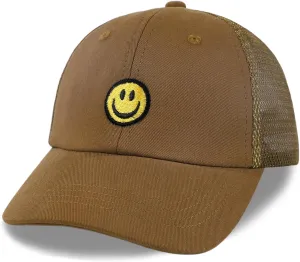 SONMONY Kids Baseball Hat Smiley Face Toddler Trucker Hats Lightweight Mesh Back Trucker Cap for Girls Boys