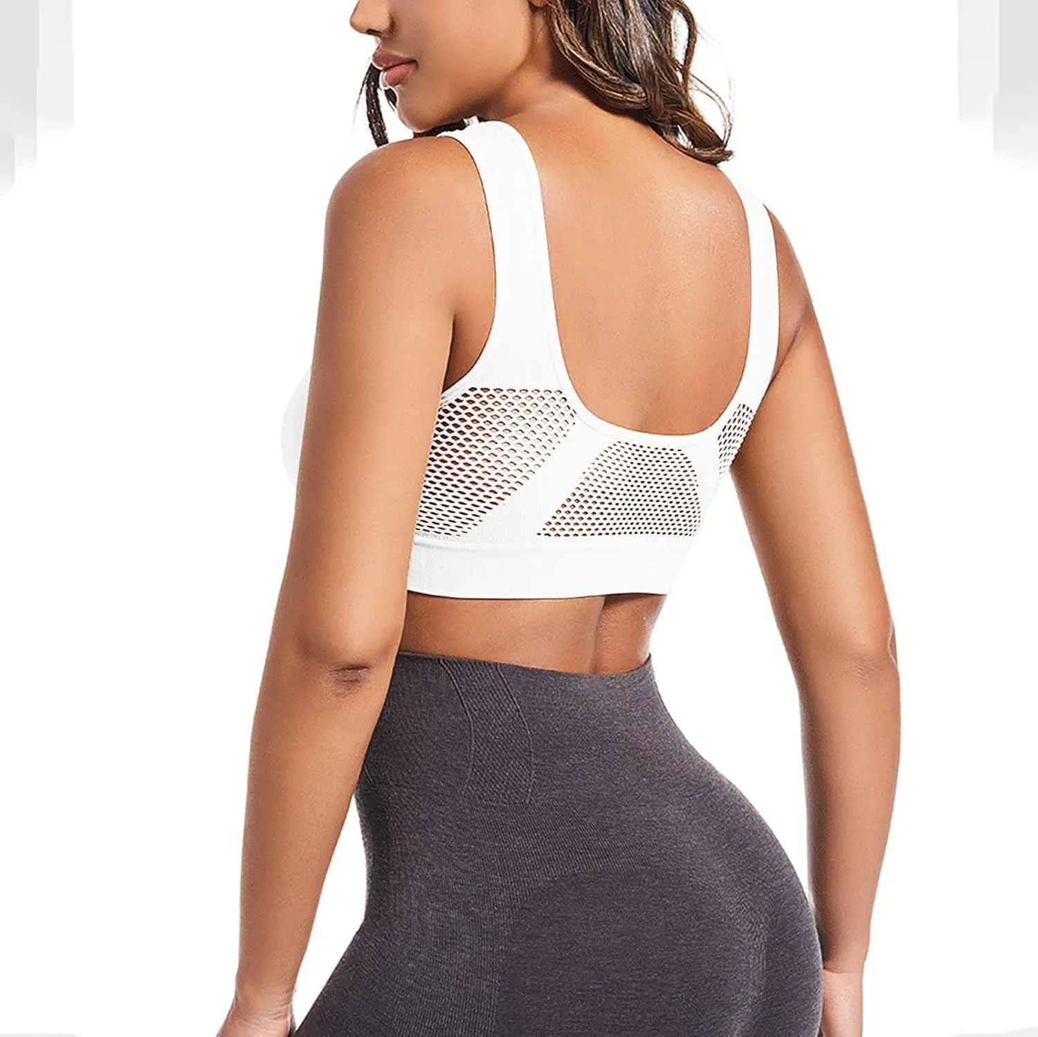 Sports Bras for Women Front Closure Comfort Yoga Tank Top Bra Breathable Stretch Support Fitness Workout Bra Plus Size