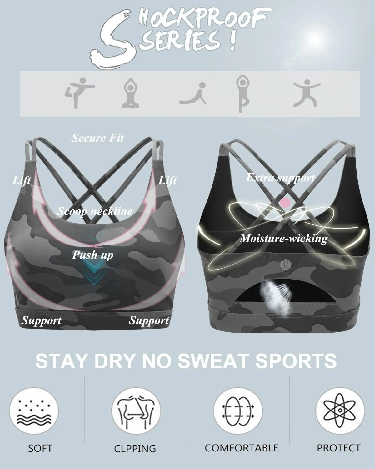 Sports Bras for Women,Padded Sports Bra Tank Top Sexy Crisscross Back High Impact Longline Workout Yoga Bra