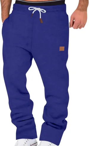 Summer Pants for Men Solid Color Elastic Waist Drawstring Pocket Slim Leg Breathable Athletic Summer Trendy Trousers