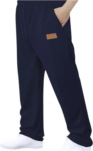 Sweatpants for Men Baggy Open Bottom Athletic Lounge Pants Yoga Beach Casual Jersey Pants Solid with Pockets