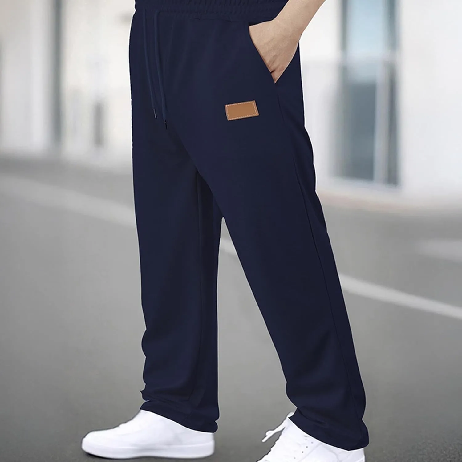Sweatpants for Men Baggy Open Bottom Athletic Lounge Pants Yoga Beach Casual Jersey Pants Solid with Pockets