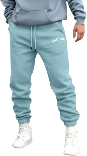 Sweatpants for Men Slim Leg Summer Drawstring Elastic Waist Fit Pockets Breathable Loose Sport Clothes Fresh Trousers