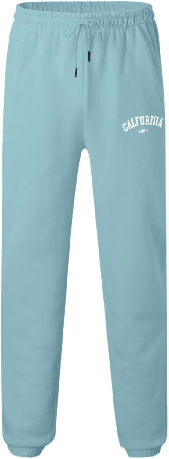 Sweatpants for Men Slim Leg Summer Drawstring Elastic Waist Fit Pockets Breathable Loose Sport Clothes Fresh Trousers