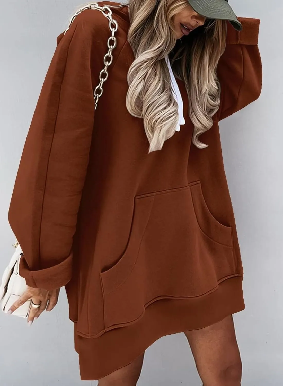 Syellowafter Women Oversized Hoodie Dress Pullover Winter Kangaroo Pocket Sweatshirt Fall Tops Casual Loungewear