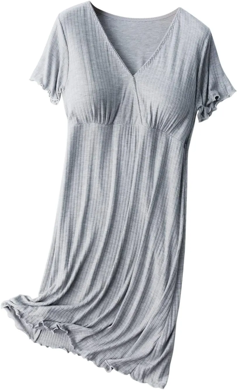 TANGNADE Nursing Dress Maternity Nightgown Sleepwear for Breastfeeding Maternity Dress Comfy Loungewear for Pregnancy