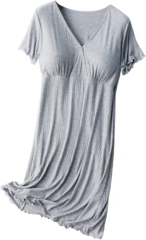 TANGNADE Nursing Dress Maternity Nightgown Sleepwear for Breastfeeding Maternity Dress Comfy Loungewear for Pregnancy