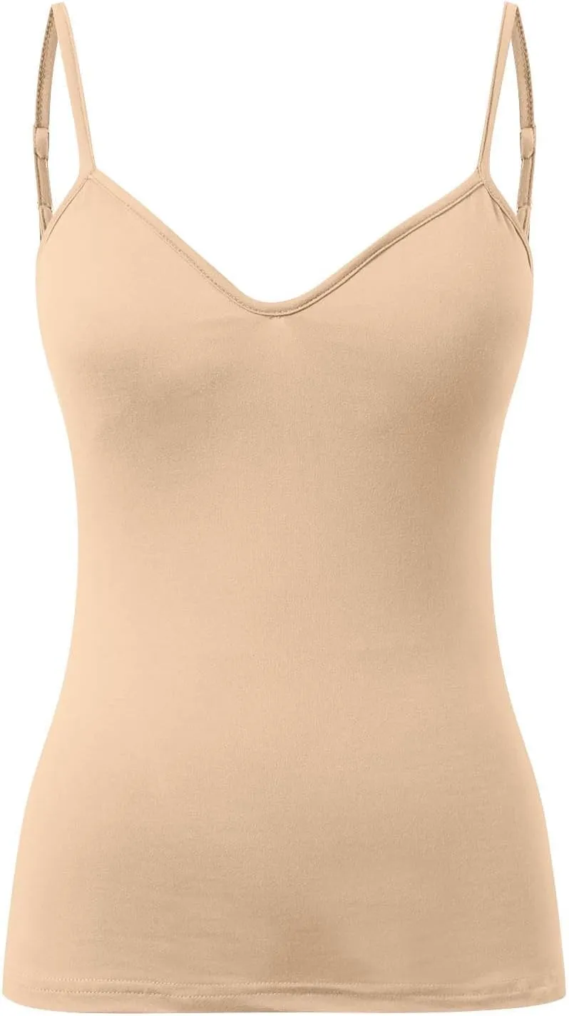 Tank Top for Women Shelf Bra Spaghetti Strap Camisoles Layer Padded Bra Cotton Cami Shirt
