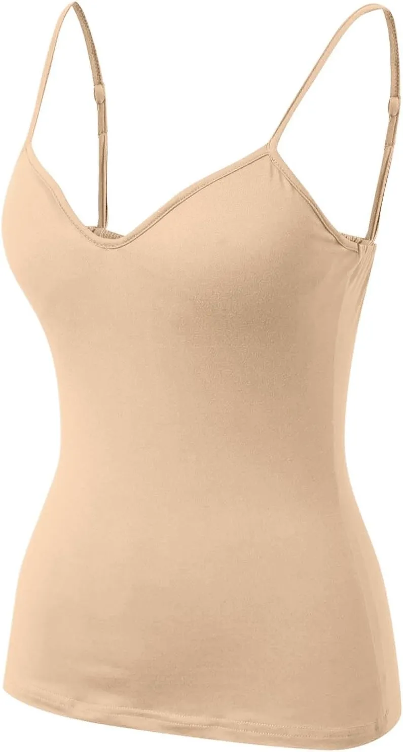 Tank Top for Women Shelf Bra Spaghetti Strap Camisoles Layer Padded Bra Cotton Cami Shirt