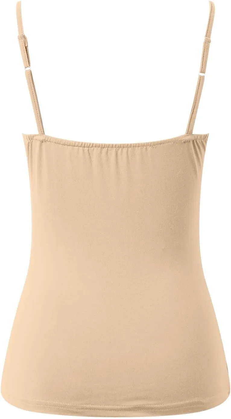 Tank Top for Women Shelf Bra Spaghetti Strap Camisoles Layer Padded Bra Cotton Cami Shirt