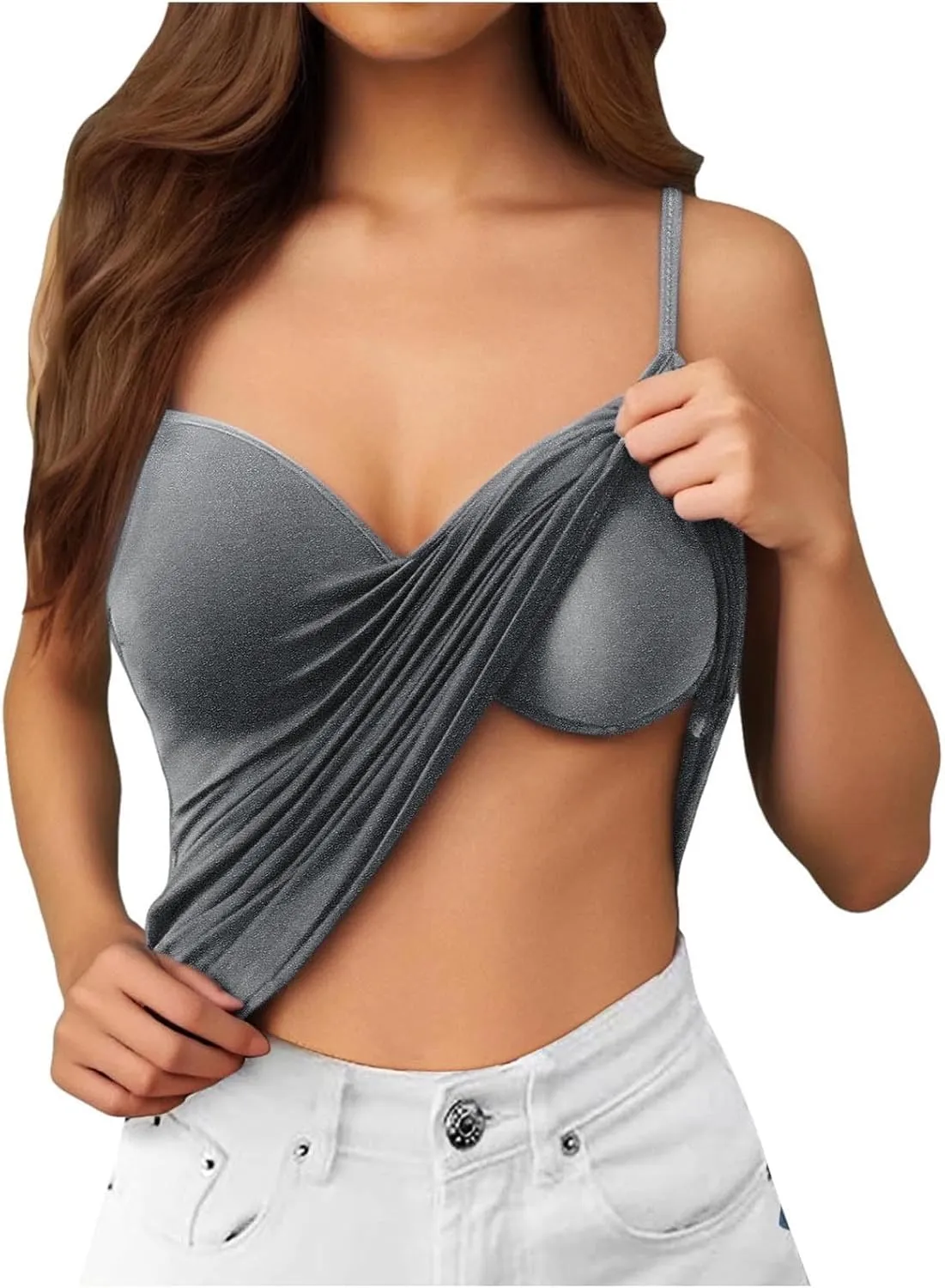 Tank Top for Women with Built in Bra 2025 Summer Slim Sexy Camisole Tops Casual Comfy Yoga Workout Padded Tank Shirts