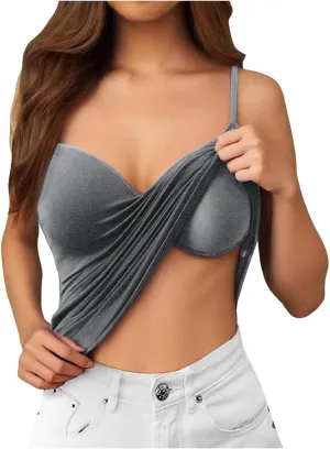 Tank Top for Women with Built in Bra 2025 Summer Slim Sexy Camisole Tops Casual Comfy Yoga Workout Padded Tank Shirts