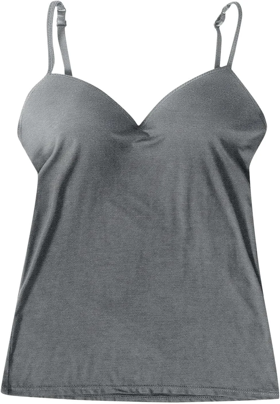 Tank Top for Women with Built-in Padded Bra Adjustable Strap Camisole Seamless Cotton Cami Shirt