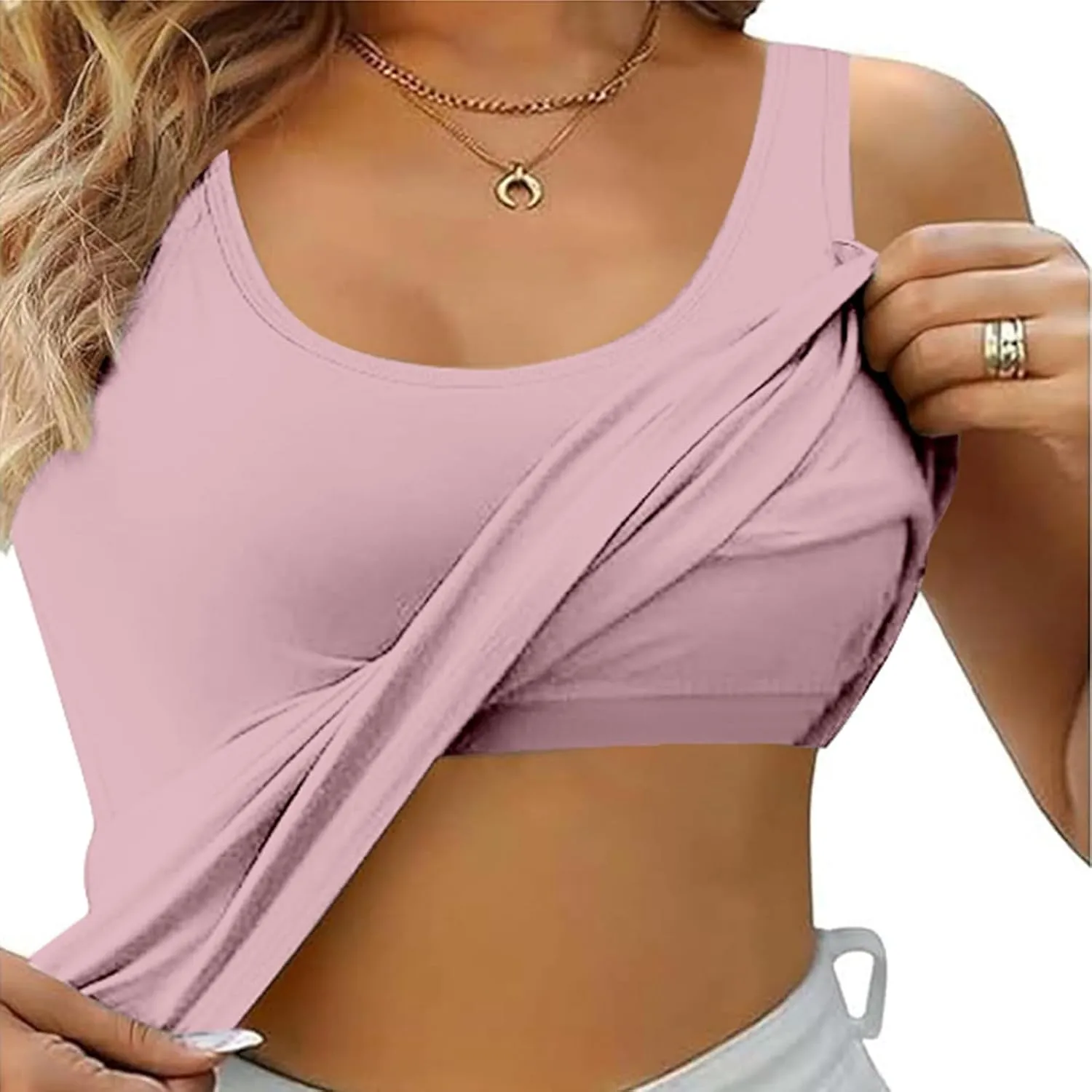 Tank Top with Built in Bra for Women Camisole Spaghetti Strap Workout Yoga Shirts Basic Padded Tank Tops 2025 Summer Clothes