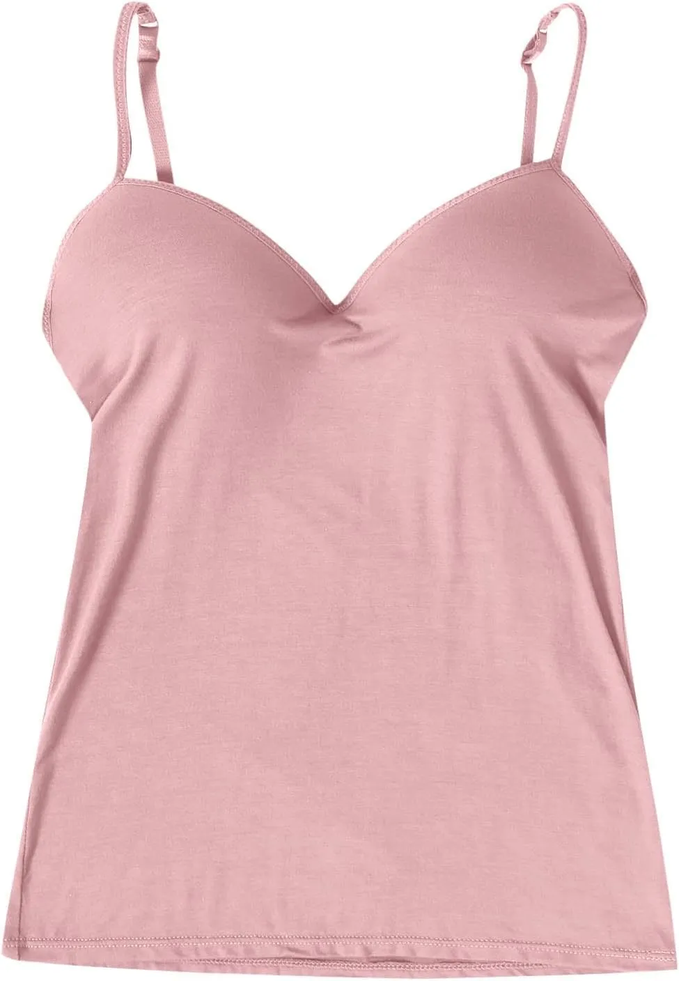 Tank Top with Built in Bra for Women Sexy Spaghetti Strap v Neck Camisole Tops Workout Summer Cami Undershirt
