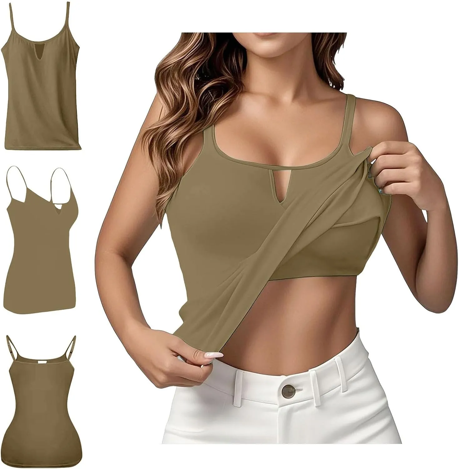 Tank Top with Built in Bra for Women Sports Cute Cami Shirts 2025 Spring Summer Beach Camisoles Bras